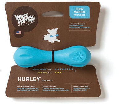 West Paw Zogoflex Hurley Dog Bone Chew Toy – Floatable Pet Toys for Aggressive Chewers, Catch, Fetch – Bright-Colored Bones for Dogs – Recyclable, Dishwasher-Safe, Non-Toxic, X-Small, Aqua