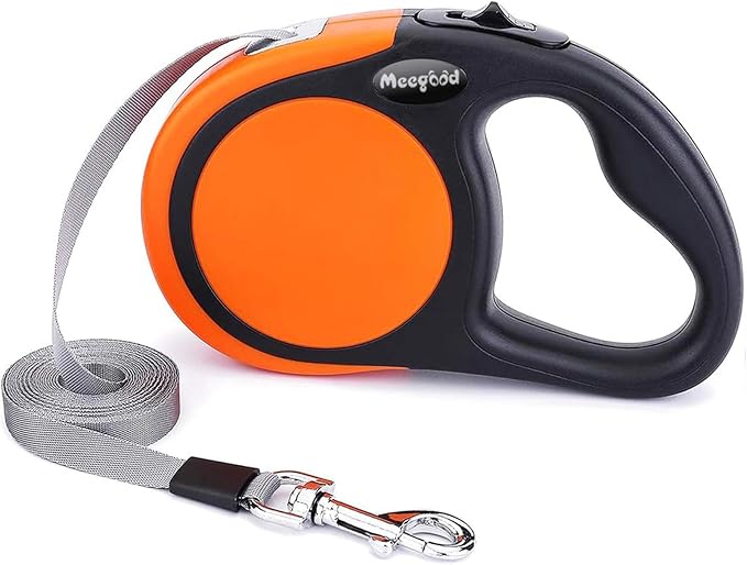 Heavy Duty Retractable Dog Leash-16ft Strong & Durable Walking Leash for S to L Dogs up to 45/115 lbs, Upgraded Lock System, Non Slip Grip, Tangle Free (Orange, Medium-Large Sized)