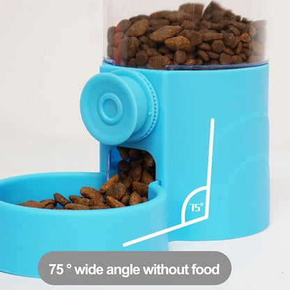 Pet Food Dispenser,Pet Water Dispenser,Automatic Pet Feeder,Rabbit Food Bowl,Water Dispenser Set for Bunny Kitten Guinea Pig Ferret Small Dog Grey 2