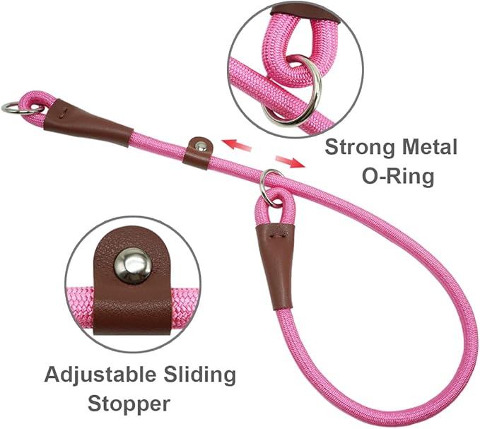 MayPaw Slip Collar Nylon Rope Adjustable Collar for Dog Training- No Pull Round Martingale Dog Collars for Small Medium Large Dogs
