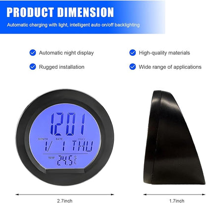 Car Digital Thermometer Clock, Dashboard Adhesive LCD Display Watch with Automatic Backlight at Night, Fahrenheit Temperature Display 24 Hour Format Time Clock for Car Home Office