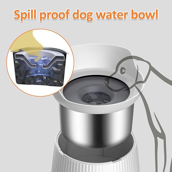 Salodal Elevated Dog Bowls Large Sized,15.4in High Raised Stand,4.4L No Spill Dog Water Bowl,Stainless Steel Bowl,Adjustable,Non-tip,Non-Slip, Water Dispenser for Large Medium Pets