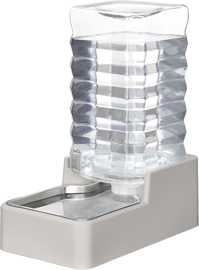 RIZZARI Stainless Steel Pet Water Feeder: 10L Large Gravity Waterer, Less Refills - Leak-Proof Auto Refill - Anti-Tip Base - Easy Clean - No Filter - for 40-60 LB Dogs - Multi-Pet/Garage/Travel
