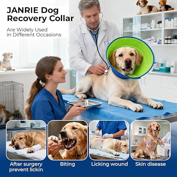 Soft Dog Cone Collar – Comfortable Cone for Dogs to Stop Licking After Surgery, Elizabethan Collar for Large Dogs, Adjustable Dog Donut Collar for Inflatable & Comfy Recovery (L)
