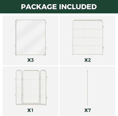 FXW AuraSpace Pro Acrylic & Wire Mesh Indoor Dog Playpen, 32" Height 6 Panels Metal Dog Pen for Small and Medium Dogs, White│Patented