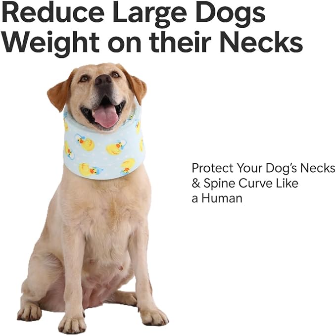 LovinPet Dog Recovery Collar, Adjustable Soft Cone for Medium & Large Dogs, Post-Surgery Comfort & Lick Prevention, Ducks with Hats Print,Blue
