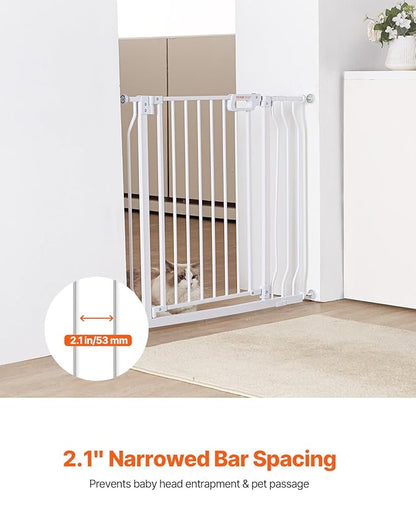 VEVOR Baby Gate, 29.5-37 in Adjustable Width, 30in High Dog Gate, Easy Step Walk Thru, Auto Close, Child Pet Security, with Pressure Mount Kit and Wall Mount Kit, for Stairs Doorways and House, White