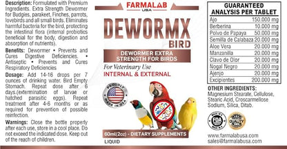 Farmalab Natural Dewormer Internal & External 100 Tabs Poultry - Vitamin for Poultry Rooster Hen Chicken Baby Chick Doves Pigeons and All Caged Birds (All Caged Birds)