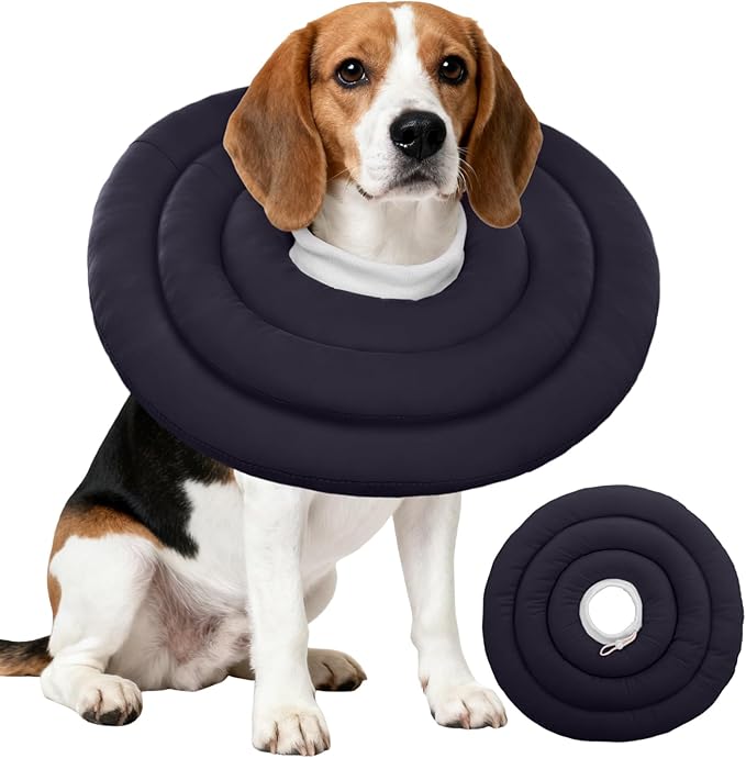 IDOMIK Dog Recovery Collar, Waterproof Soft Dog Cone After Surgery, Comfy Protective Elizabethan Collar Alternative for Dogs Cats, Adjustable Pet Neck Donut Cone Anti-Licking Biting Wounds,Grey,XL