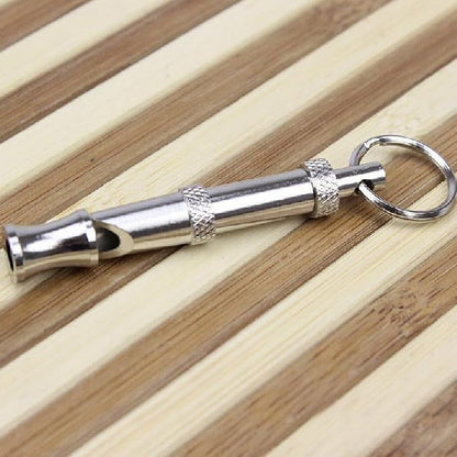 Silver Pets Whistle Adjustable Pet Training Sound Control Stainless Steel Puppy Bark Whistles with Suspendable Key Chain Dogs Training and Behavior Aids