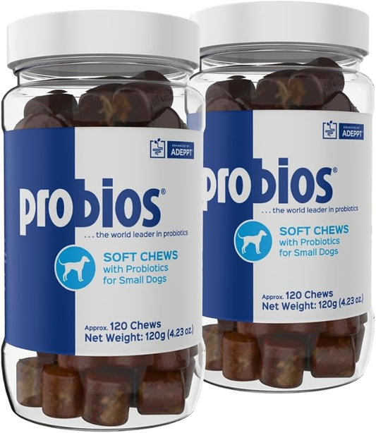 Probios for Dogs Soft Chews, Probiotics for Dogs, Daily Supplement for Gut Health, Digestion & Immune Support, Small Breeds, 4.23oz (Pack of 2)