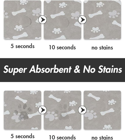 MontVoo Dog Food Mat-Pet Feeding Mat for Food and Water-No Stains Quick Dry Dispenser Cat Bowl Mat for Messy Drinkers(16"X24" Grey)