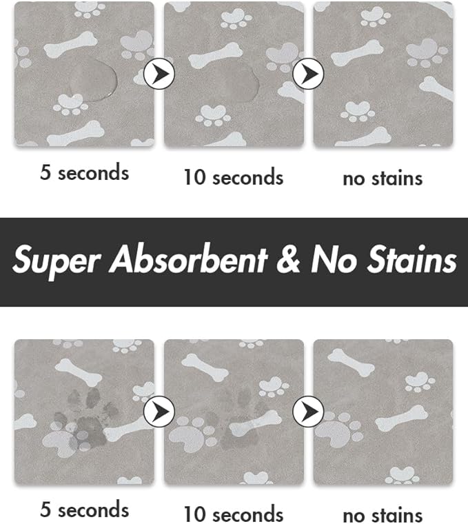MontVoo Dog Food Mat-Pet Feeding Mat for Food and Water-No Stains Quick Dry Dispenser Cat Bowl Mat for Messy Drinkers(17"x28" Grey)