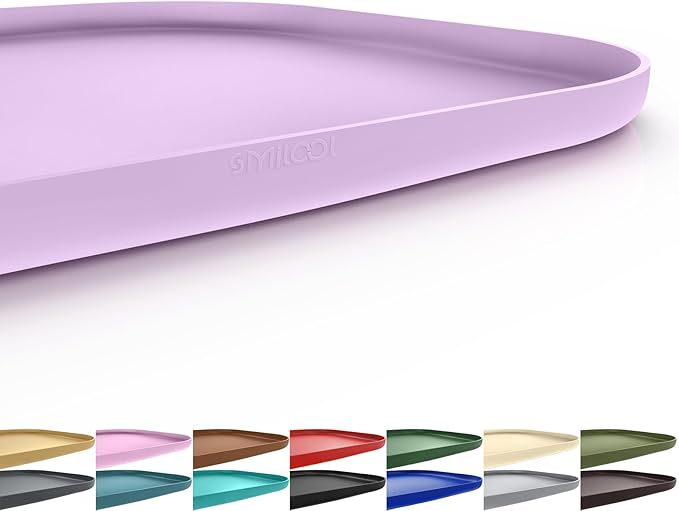 Smilool Silicone Pet Food Mat with Raised Edge for Food and Water Bowl, Dog Feeding Mats, Cat Food Trays for Floor Waterproof, Rubber Tray for Dogs and Cats, 24 x 16 x 0.8 Lavender