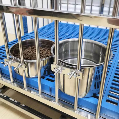 Stainless Steel Dog Bowls, 2 Pack No Spill Dog Crate Water and Food Bowls for Kennel Cage, Kennel Water Bowl Hanging Feeder Dish for Dogs Pets, 40oz & 60oz