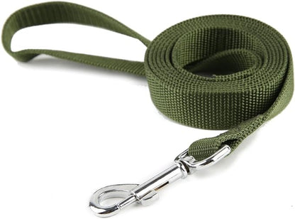 Nylon Dog Training Leash, Traction Rope, 4Ft /5 Foot /6 Feet Long, 5/8 inch 3/4 Inch 1 Inch Wide, for Small and Medium Dogs (5/8'' x 4 FT, Green)