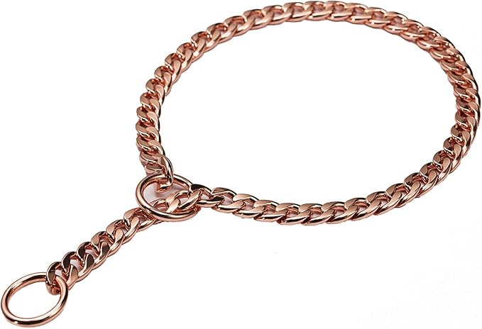 Stainless Steel P Chock Metal Chain -JYHY Dog Necklace Collars Walking Training Pet Supplies for Small Medium Large Dogs (18" (Neck Fits 14"-16"), Rose Gold)