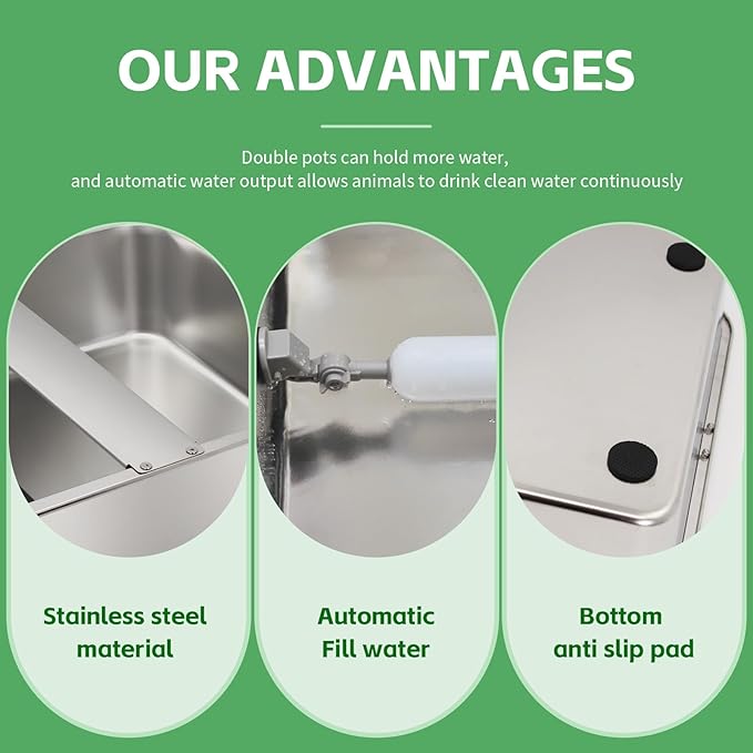 Dog Water Bowl Dispenser Automatic Water Feeder 13.5L/3.5Gal Stainless Steel Extra Large Waterer for Pets Water Feeder for Livestock Animals
