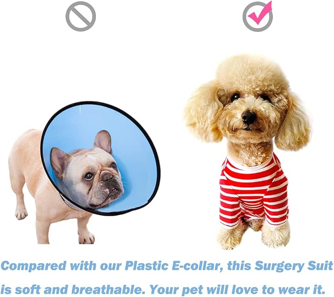 Dog’s Recovery Suit Post Surgery Shirt for Puppy, Full Coverage Dog's Bodysuit Wound Protective Surgical Clothes for Small and Medium Pets (Pink White Stripe-XL)