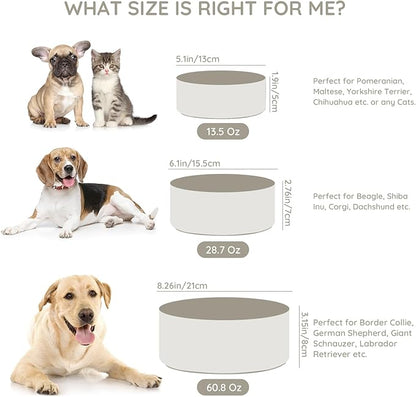 SPUNKYJUNKY 13.5OZ Ceramic Dog and Cat Bowl, Modern Cute Weighted Food Water Bowl for Replacement Grey (1 Pack)