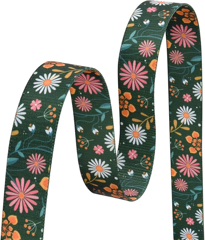 Mihqy Dog Collar with Bohemia Floral Tribal Geometric Patterns - Soft Ethnic Style Collar Adjustable for Small Medium Large Dogs(Dark Green Flower,L)