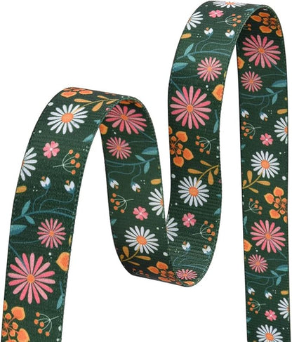 Mihqy Dog Collar with Bohemia Floral Tribal Geometric Patterns - Soft Ethnic Style Collar Adjustable for Small Medium Large Dogs(Dark Green Flower,L)
