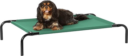 Amazon Basics Cooling Breathable Elevated Dog Bed with Metal Frame for Small Dogs, 36" x 22" x 7.5", Green