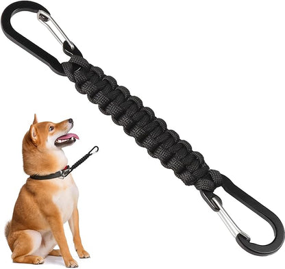 BLMHTWO Dog Collar Safety Clip, Double-Ended Harness to Collar Safety Clip, Handmade Backup Strap Dog Harness Connector for Prong, Leashes, Walking, Running and Hiking (Black)