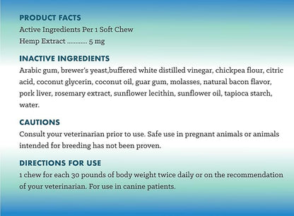 iHeartDogs Hemp Calming & Mobility Chews for Dogs - Dog Anxiety Relief Bites with Hemp - Bacon Flavored Dog Calming Treats for Anxiety, Stress, & Joint Movement