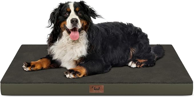Orthopedic Dog Crate Bed for Extra Large Dogs, XXL Waterproof Comfort Pet Bed with Egg Crate Foam 47x29 Inch, Removable Oxford Cover, Coffee