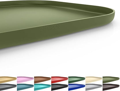 SMILOOL Silicone Pet Feeding Mat with Raised Edge for Food and Water, Dog Bowl Mats, Cat Bowls Placemat with High Lip for Floor Waterproof, Rubber Tray for Cats and Dogs 24 x 16 x0.8 Light Olive Green