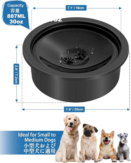 No Spill Water Bowl for Dogs, 30oz Slow Drinking Dog Slobber Stopper, Non Spilling Messy Splash or Drip