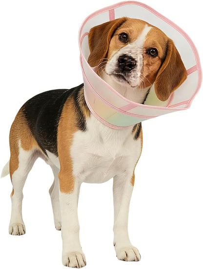 Touchdog Soft Dog Cone Collar,Waterproof & Foldable Elizabethan Collar for Dogs After Surgery, No Lick Recovery E-Collar, Comfortable Protective Cone Alternative for Small Medium Large Dogs (Pink, L)