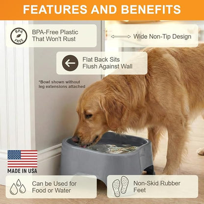 Neater Pet Brands Extra Large Water Bowl for Dogs, Elevated Outdoor Dog Water Bowl (1.25 Gallon XL Capacity), Big Trough Style Food Dish for Indoors or Outside, No Spill Large Dog Bowls, Gunmetal Grey