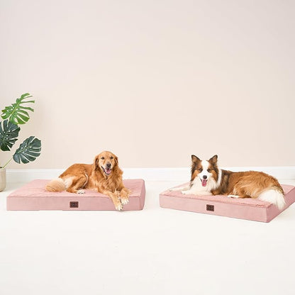 EHEYCIGA Orthopedic XL Dog Beds for Extra Large Dogs with Removable Washable Cover, Pink, 44x32