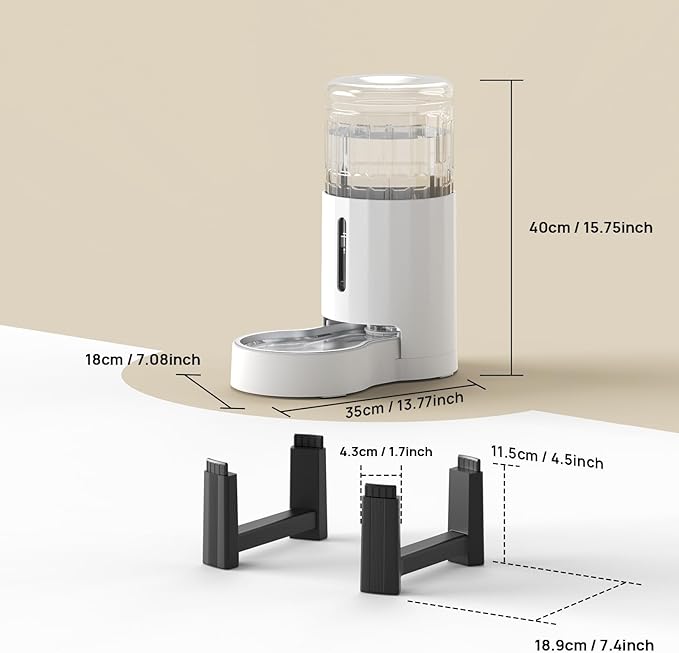 CZPET Elevated Dog Water Bowl Dispenser for Large Dogs,8L Tall Raised Pet Waterer Stand,Relieve Neck Pressure,Large Capacity and Drinking Area Noise-Free for Pets (8L+Stand,White)