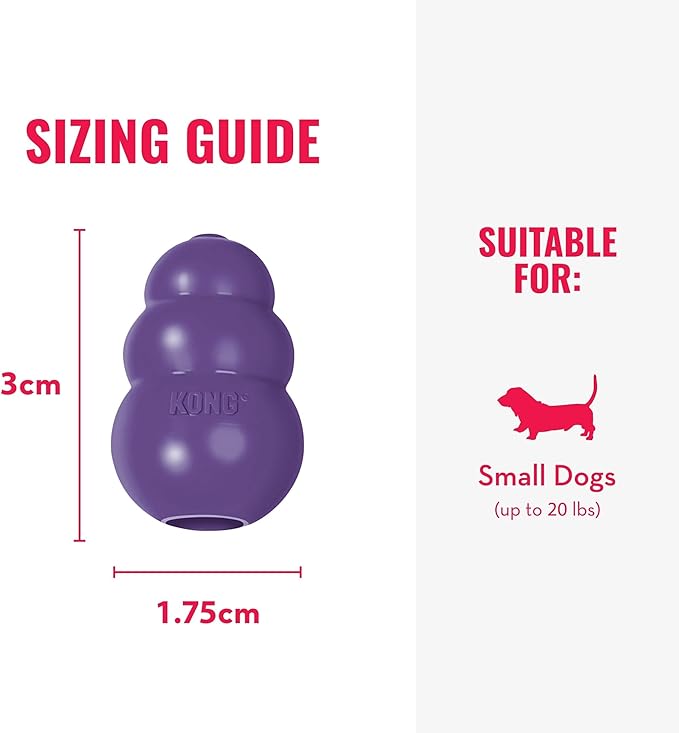 KONG Senior - Dog Toy with Gentle, Natural Rubber - Durable Dog Toy for Older Dogs - Use Treats with Stuffable Chew Toy - Treat Toy for Chewing & Fetching - for Small Dogs (Pack of 2)
