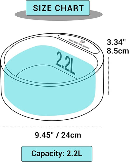PETLESO Heated Dog Bowl, Heated Water Bowl for Outdoor Cats, Winter Dog Water Dish with AntiBite Wire Heating Chicken Waterer Smart Thermal Bowl for Rabbits Birds Feral Animals, 35W 2.2L