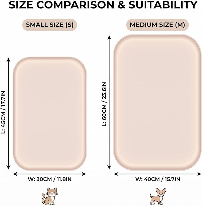BLESWIN Waterproof Silicone Pet Feeding Mat with Raised Edge,Non-Skid Spill Proof Dog Bowl Mats, Easy Clean Cat Bowls Placemat for Cats and Dogs
