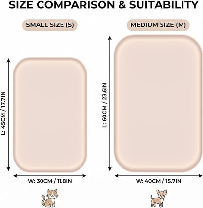 BLESWIN Waterproof Silicone Pet Feeding Mat with Raised Edge,Non-Skid Spill Proof Dog Bowl Mats, Easy Clean Cat Bowls Placemat for Cats and Dogs