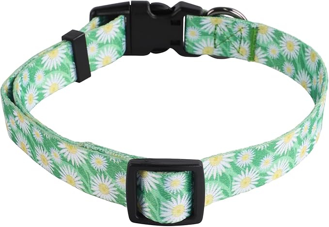 QQPETS Adjustable Soft Dog Collar: Print Flower Pink Multicolor Cute Patterns for XS Small Medium Large Pet Girl Boy Puppy Walking Running Training