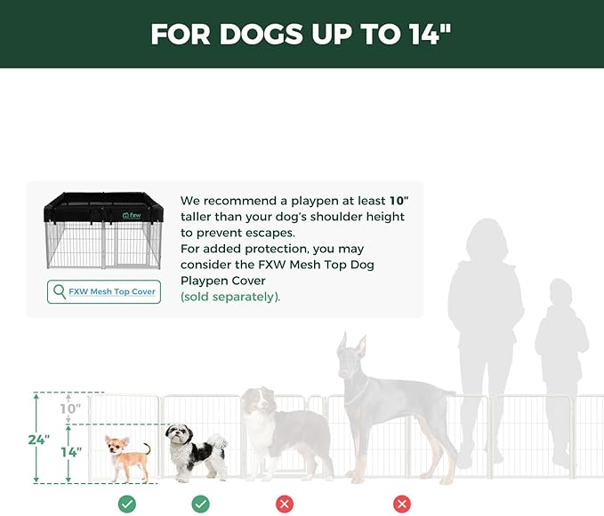 FXW Homeplus Unleashed Indoor Dog Playpen - Stress-Free and Safe Play, Heavy Duty 24 Inch 32 Panels Dog Pen for Puppy and Small Dogs, White│Patented