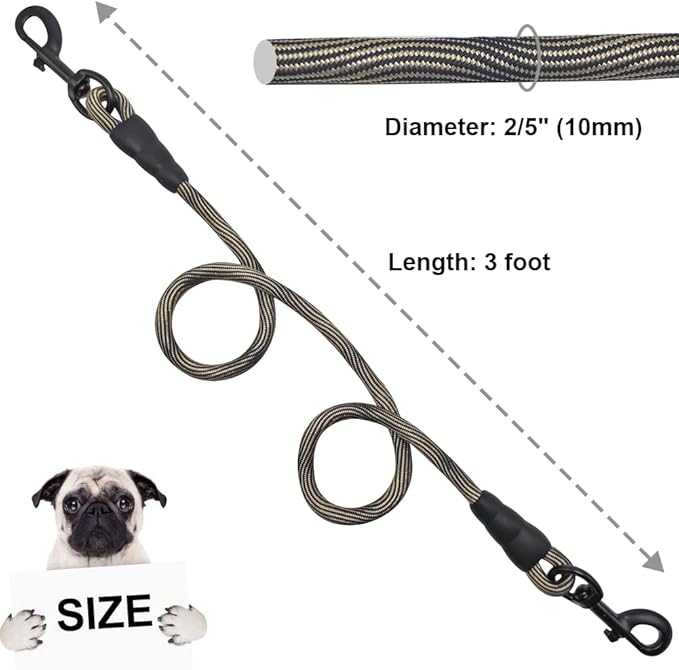 BTINESFUL 3FT Dog Tie Down, Nylon Rope Short Dog Tether Indoor Training Safety Vehicle Tether for Large Medium Strong Puppy