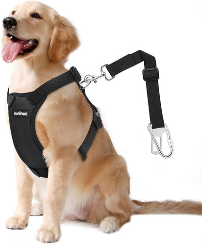 VavoPaw Dog Seat Belt, Safety Vest Dog Car Harness with Adjustable Buckle Dogs Seat-Belt for Vehicle Nylon Pet Safety Seats Belts Heavy Duty(XXL, Black)