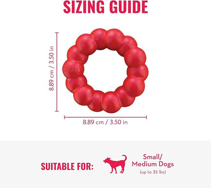 KONG Ring - Natural Rubber Ring Toy for Healthy Chewing Habits - Chew Toy Supports Dog Dental Health - Dog Toy Supports Instincts During Playtime - for Small/Medium Dogs
