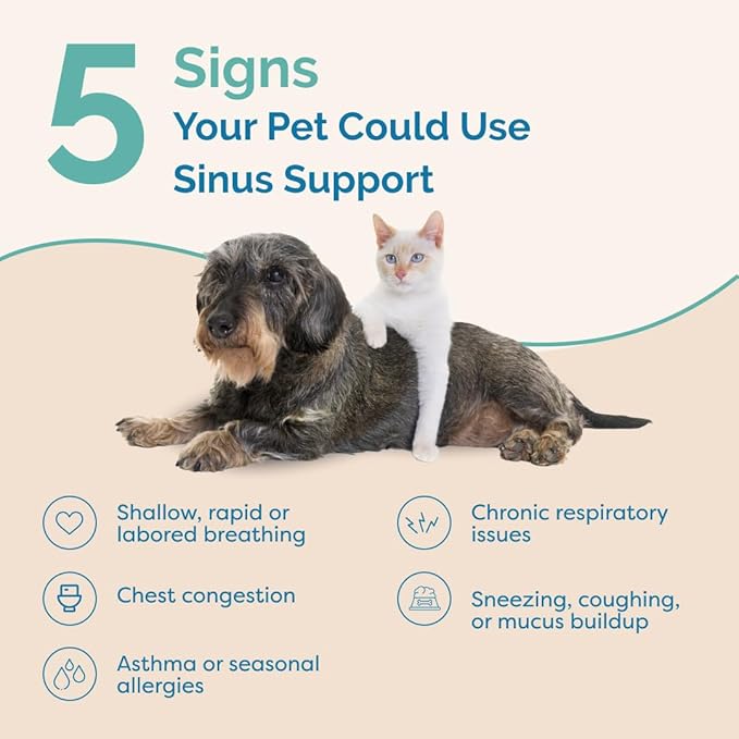 PranaPets Sinus Support Liquid Supplement for Pets | Naturally Supports Cat & Dog Sinus Relief | Natural Formula for Congestion