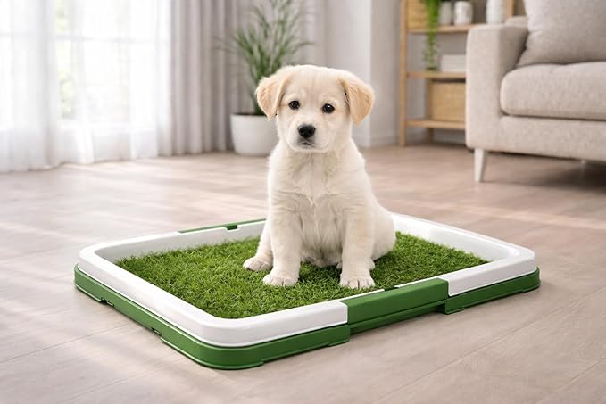 BE POSITIVE Synthetic Grass Training Mat with Washable Tray for Dogs, Great for Indoor and Outdoor