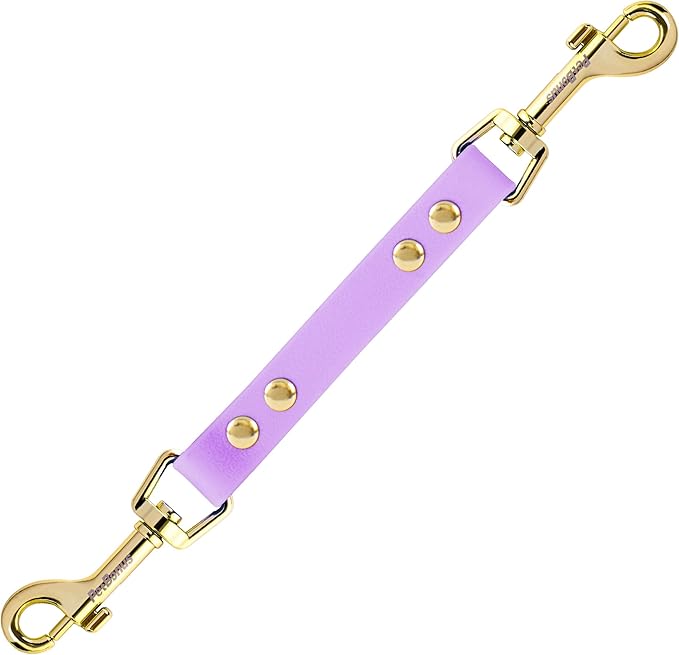 PetBonus Dog Collar Safety Clip, Waterproof Backup Safety Strap for Dog Harness to Prong Collar, Odor Proof Double Ended Clasp Leash Connector for Training Walking (Purple)