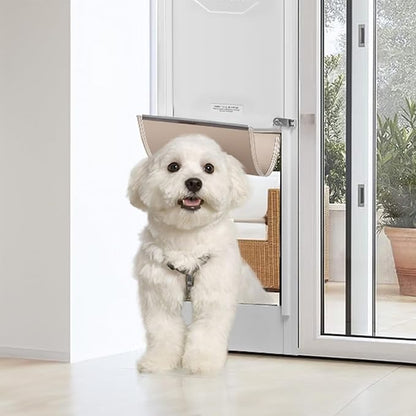 VEVOR Dog Door for Sliding Glass Door, 75 7/8"-80 11/16" Adjustable Height Doggy Door for Sliding Doors, Aluminum Frame Tempered Glass Pet Door with Hinge Structure Flap and Lock for Medium-Sized Dogs