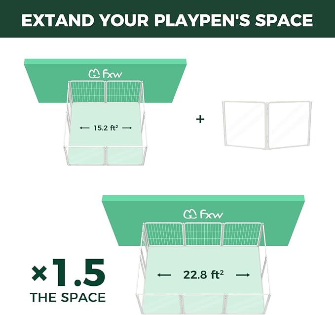 FXW AuraSpace Pro Acrylic Indoor Dog Playpen, Heavy-Duty with Metal Frame, 24" Height 2 Panels for Puppies & Small Dogs, White│Patented